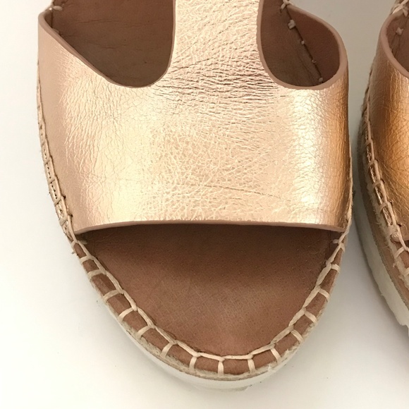 GENTLE SOULS Elyssa T-Strap Espadrille Wedge Sandals Rose Gold Women’s Size 9.5 - Picture 5 of 16